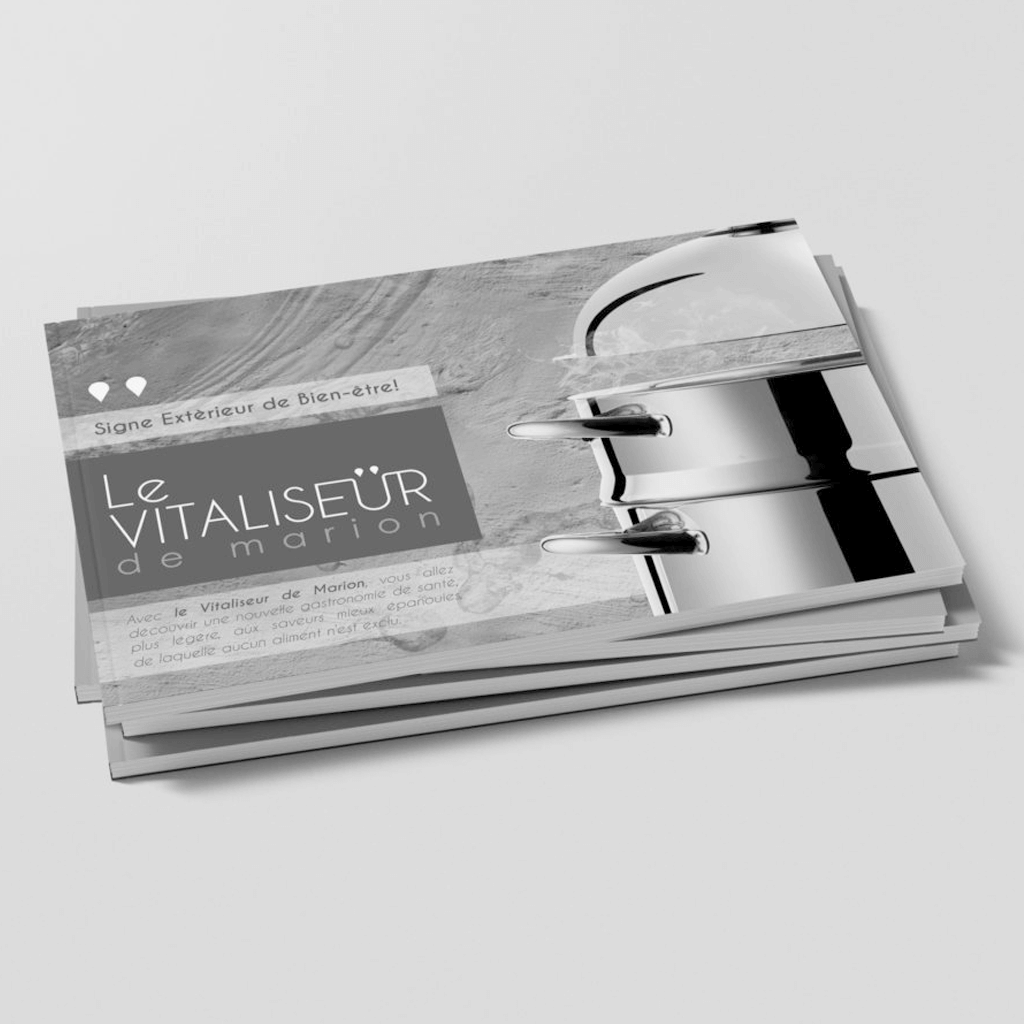 Mockup brochure Vitaliseur noir et blanc